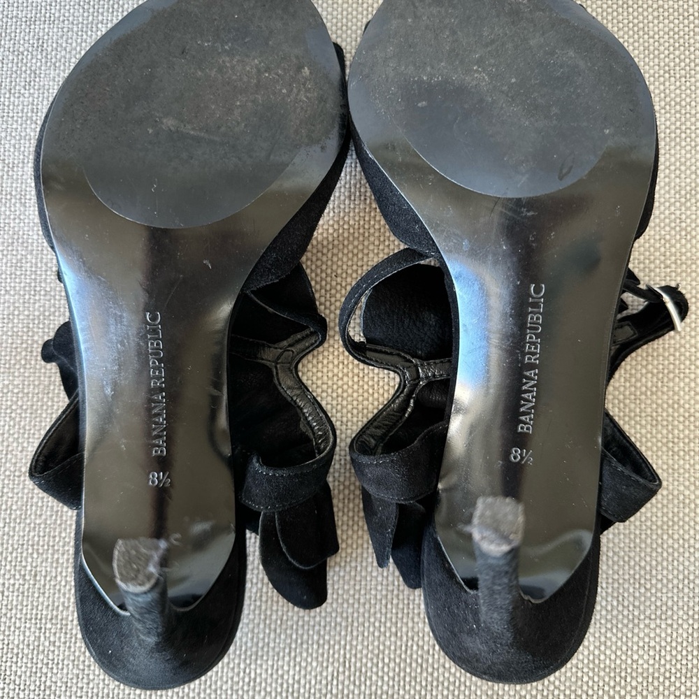 Banana Republic Suede Jackie Heel Sandals Black Size 8.5 - Picture 8 of 9